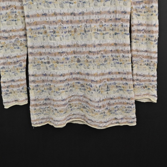 ANTHROPOLOGIE Sweater Womens Size S Cream Stripe Linen Open Knit Scoop Neck MOTH - Picture 8 of 13